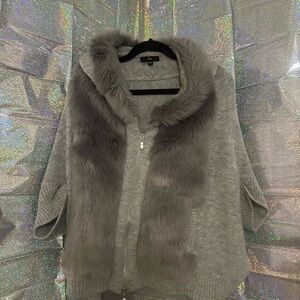 Fate Gray Cape with Luxurious Fur Trim